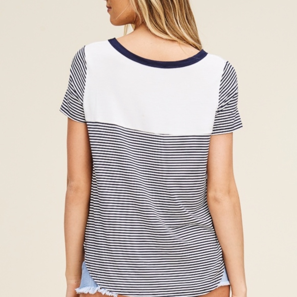 Navy Contrast Tee Sizes S, M and L - Picture 4 of 4